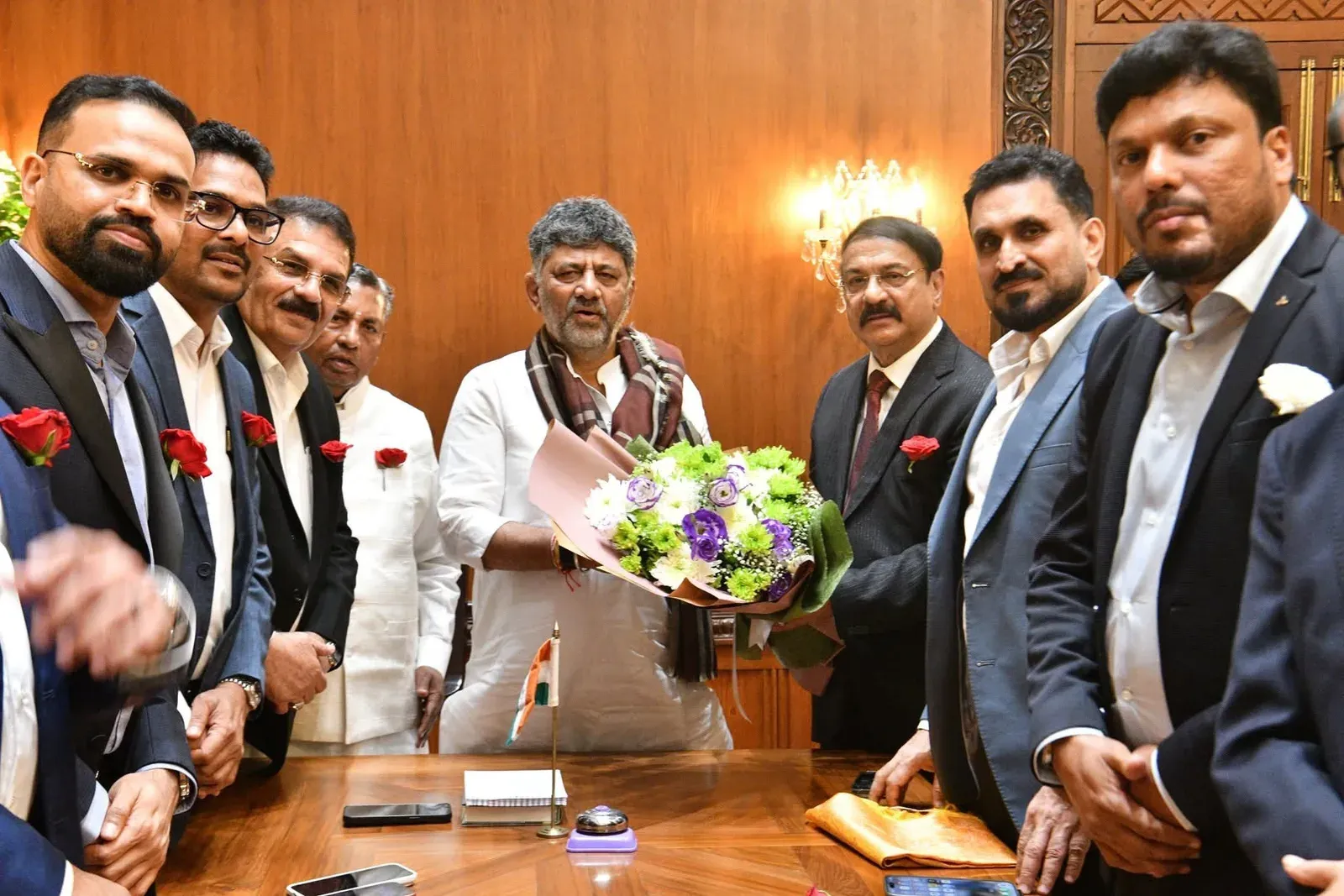CM Shivakumar meets NRK delegation from 30 countries at Vidhana Soudha