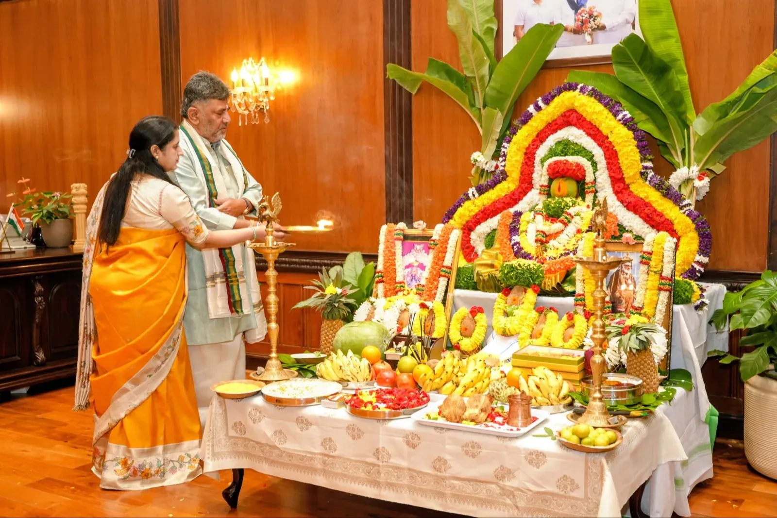 CM Shivakumar Performs Ayudha Puja at Vidhana Soudha