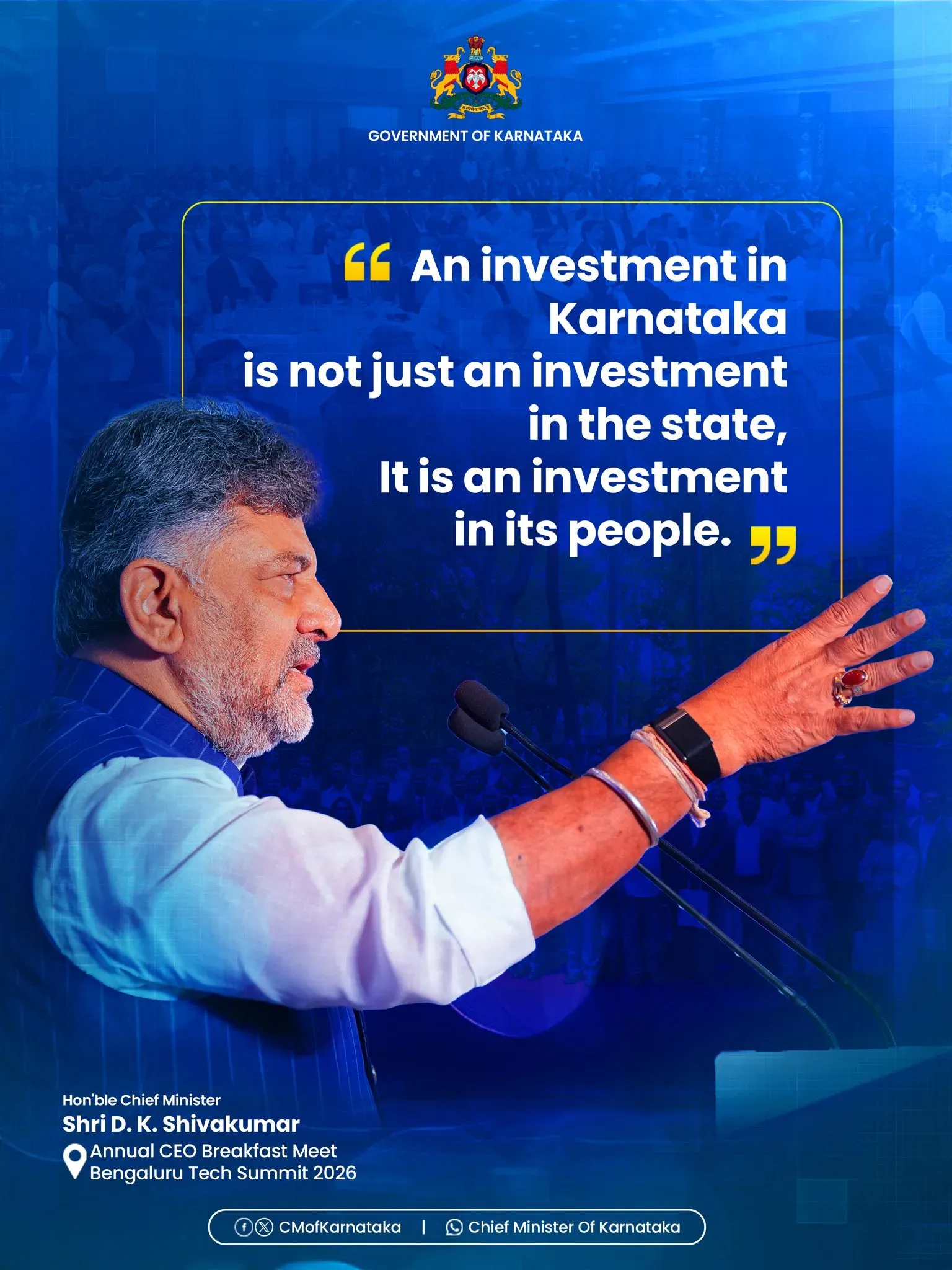 CM Shivakumar pitches Karnataka at Bengaluru Tech Summit 2026