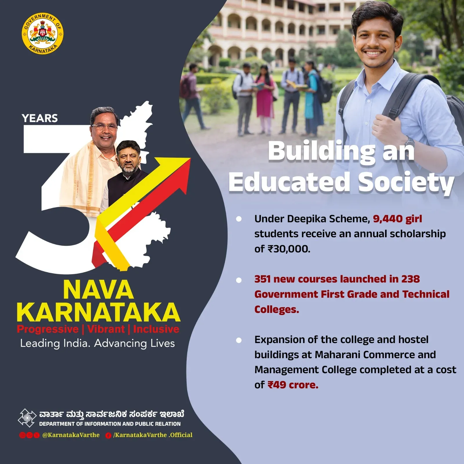 CM Siddaramaiah Marks 3 Years of Nava Karnataka With Education Push