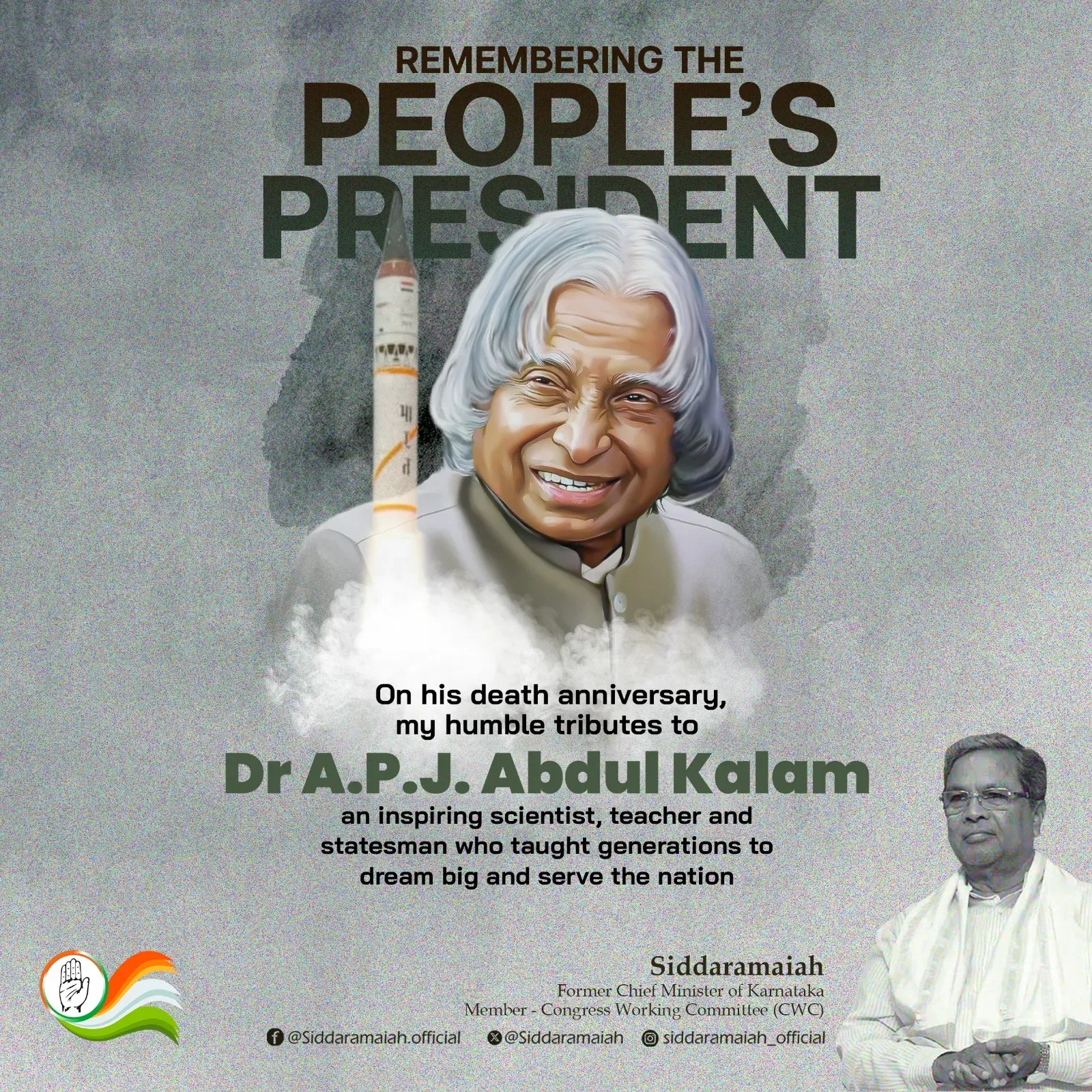 CM Siddaramaiah Remembers Kalam on Death Anniversary