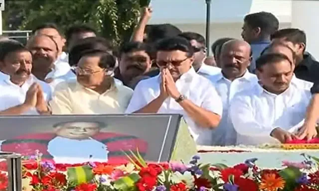 Did CM Stalin Lead DMK Tributes as Thousands Gathered at Marina for Annadurai’s 57th Death Anniversary?