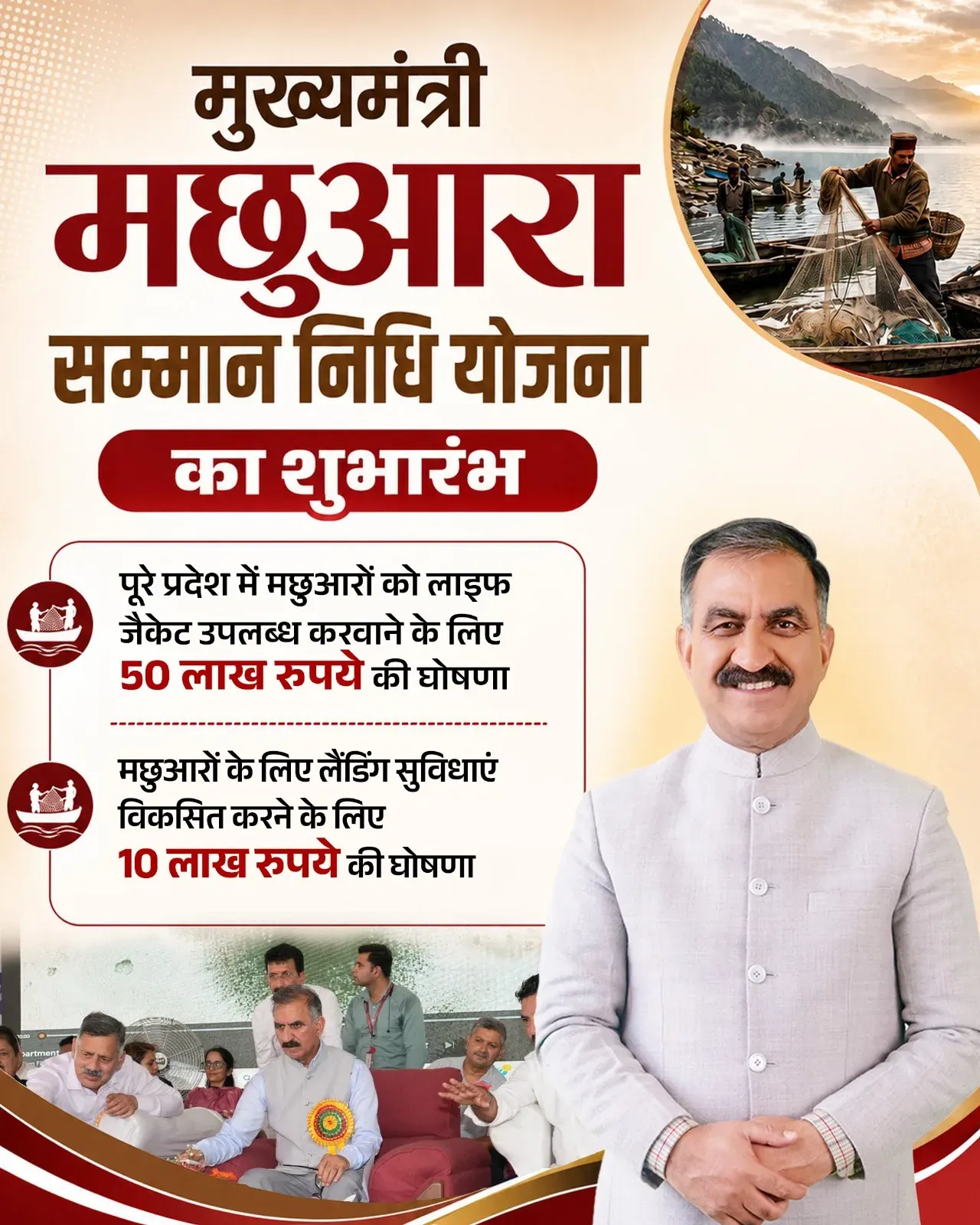 CM Sukhu Announces Rs 60 Lakh for HP Fishermen's Safety