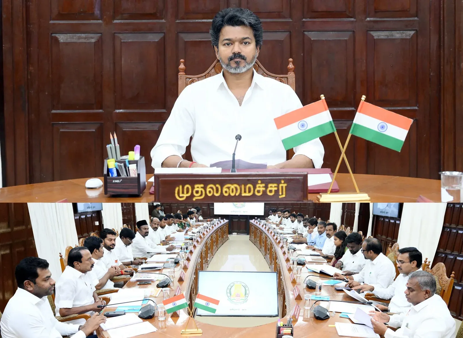 CM Vijay Chairs Tamil Nadu's First Cabinet Meeting