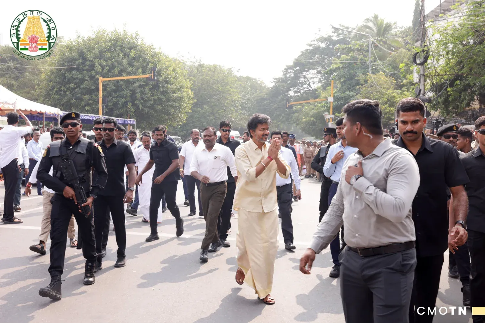 CM Vijay Garlands Pasumpon Thevar Statue at Nandanam