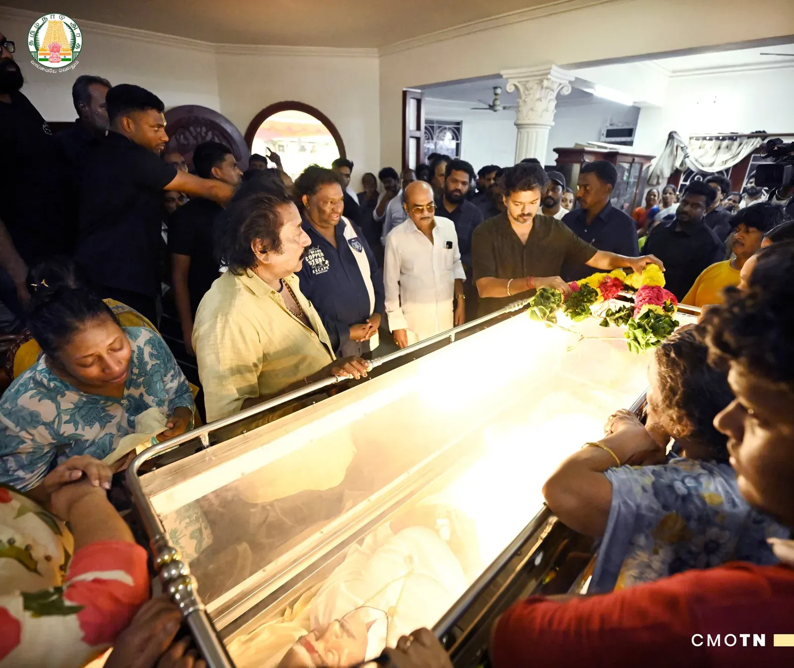 CM Vijay pays tribute to composer Deva at T. Nagar home