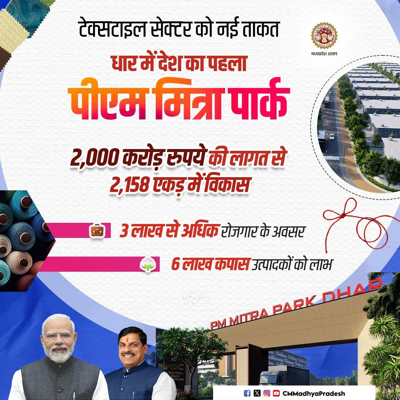CM Yadav: Dhar Gets India's First PM MITRA Textile Park