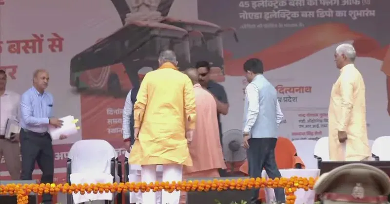 CM Yogi flags off 45 UPSRTC electric buses in Gautam Buddh Nagar