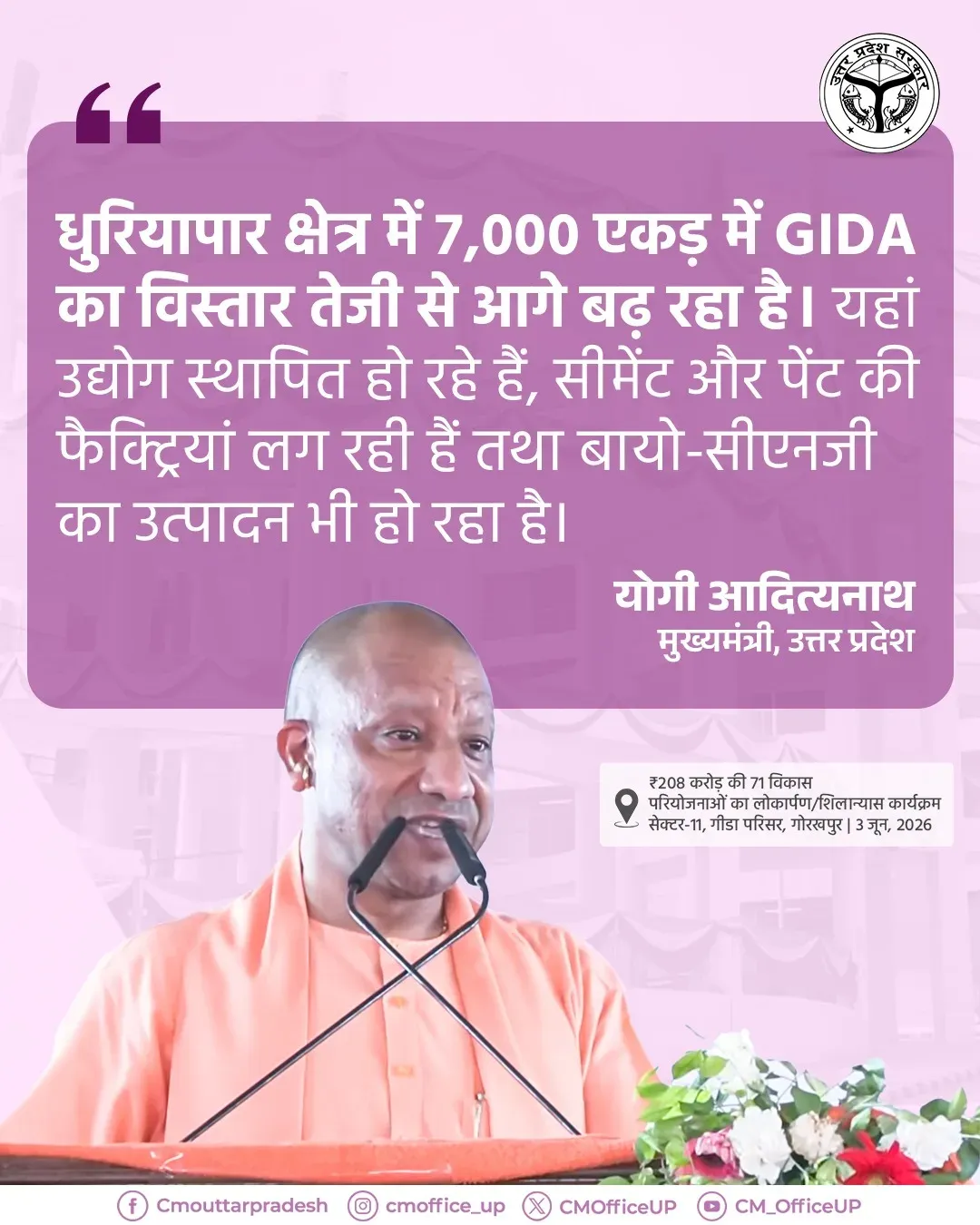 CM Yogi: GIDA expansion on 7,000 acres in Dhuriapar gathers pace
