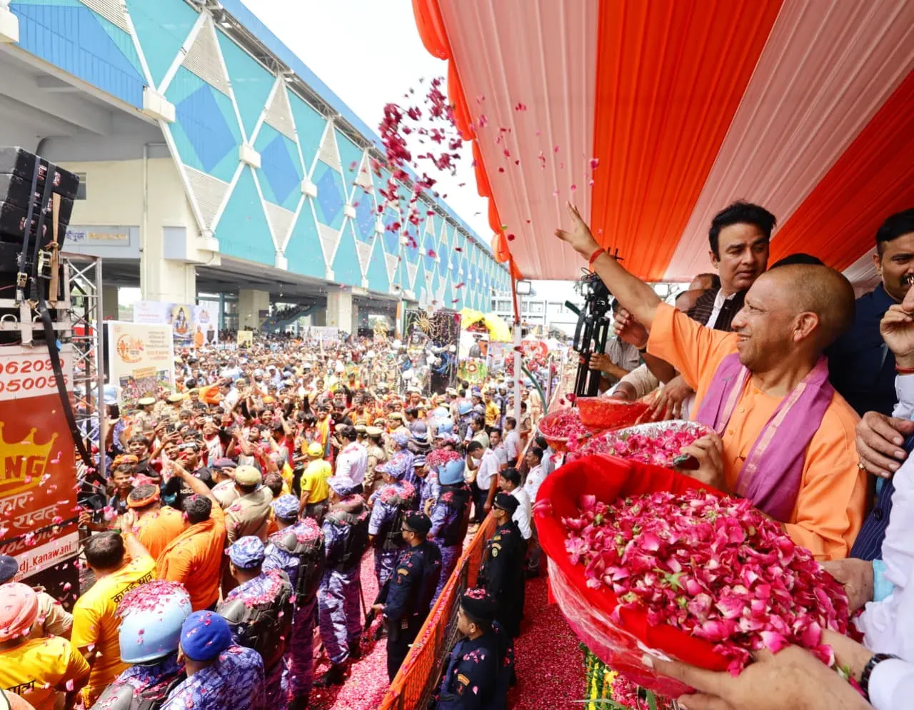 CM Yogi joins Kanwar Yatra flower-shower event in Meerut