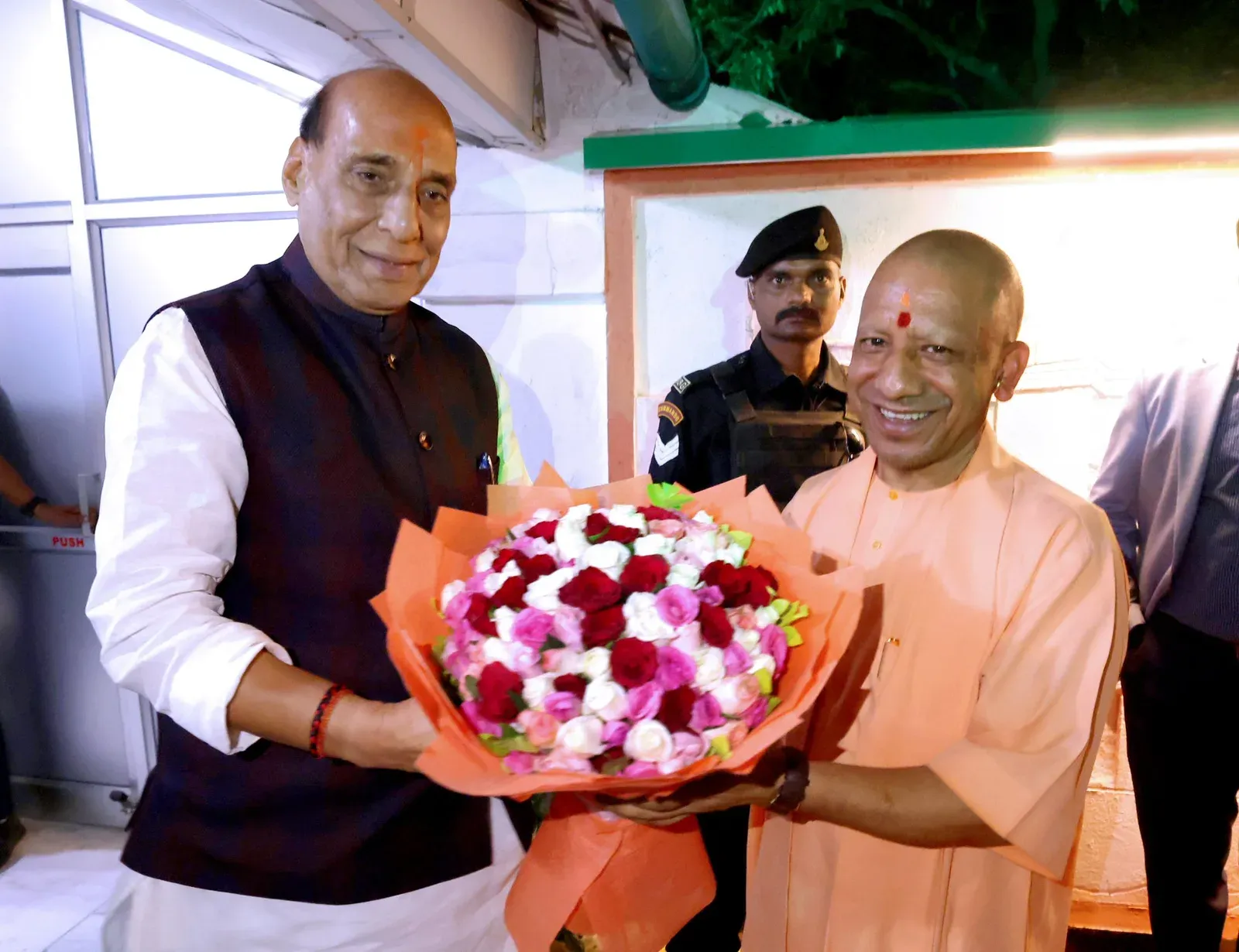CM Yogi Meets Defence Min Rajnath Singh in Varanasi