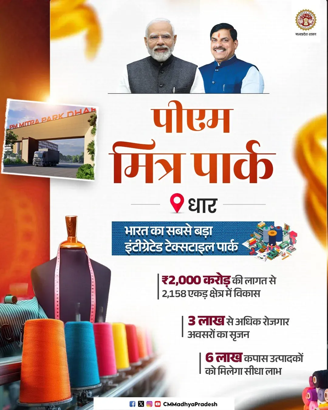 CM Yogi: MP's PM MITRA Park, Dhar to make state textile hub