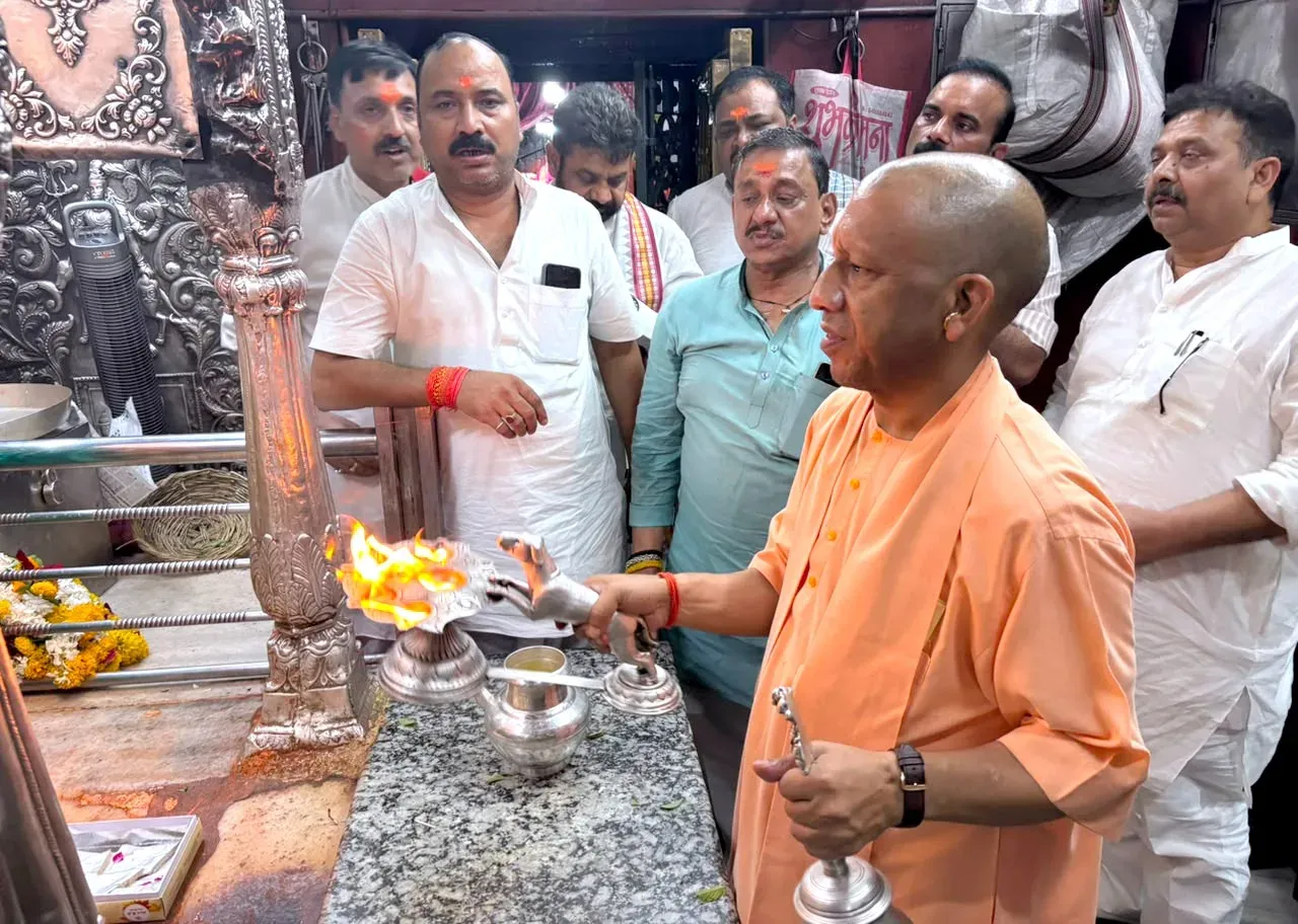CM Yogi Offers Prayers at Kaal Bhairav, Kashi Vishwanath Temples