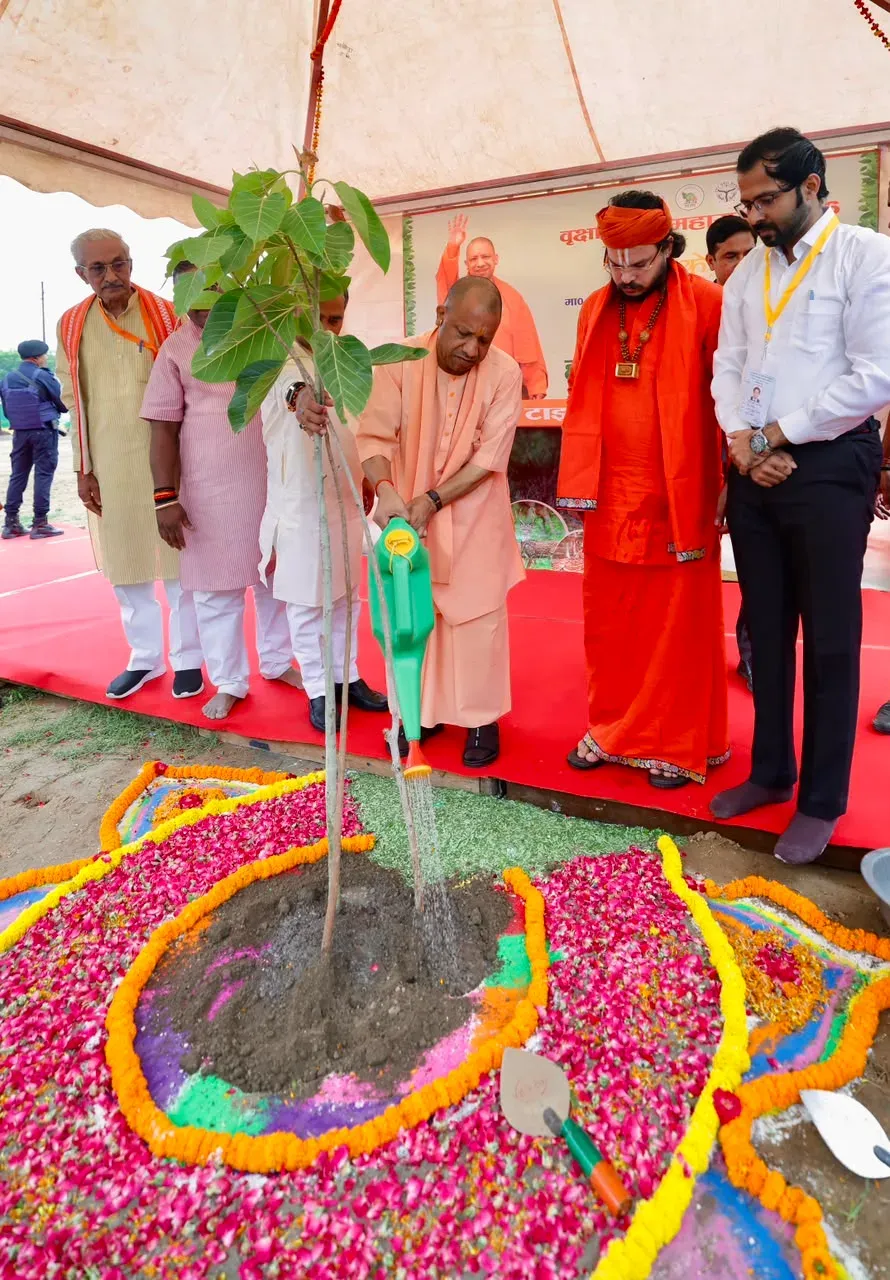 CM Yogi Plants Sapling in Chitrakoot Under 'Ek Ped Maa Ke Naam'