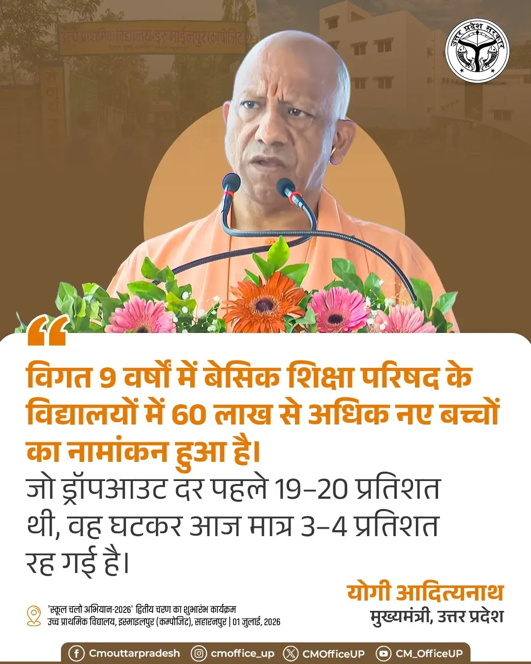 CM Yogi: UP Basic Schools Add 60 Lakh Students in 9 Years