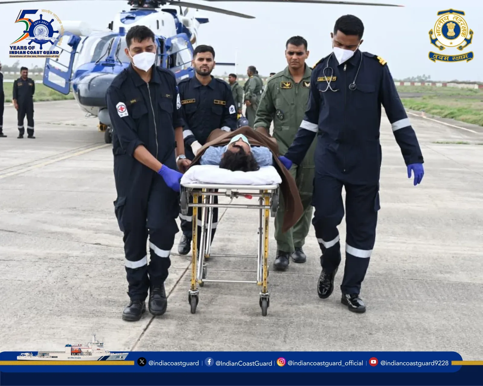 Coast Guard airlifts ailing seafarer off Gujarat coast in rough-sea rescue