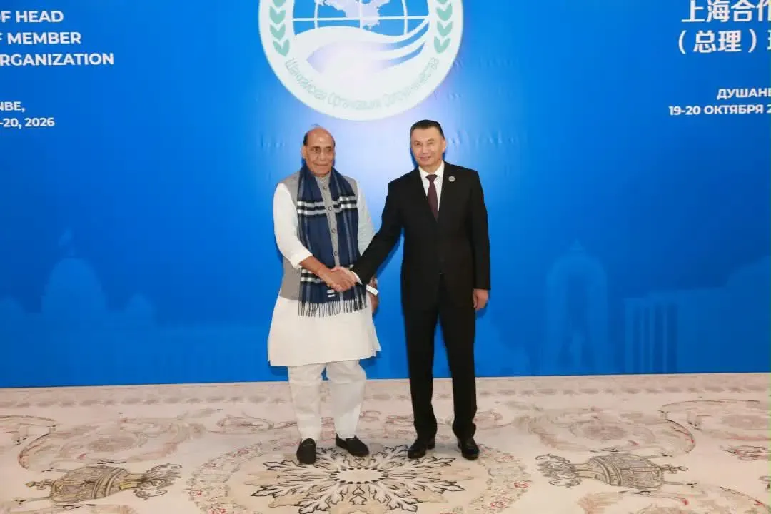 Rajnath Singh meets Tajikistan PM, Iran VP at SCO Dushanbe summit