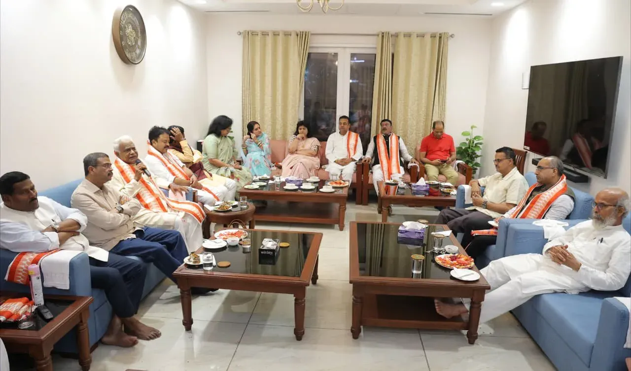Dharmendra Pradhan chairs Odisha development review with CM Majhi post-resignation