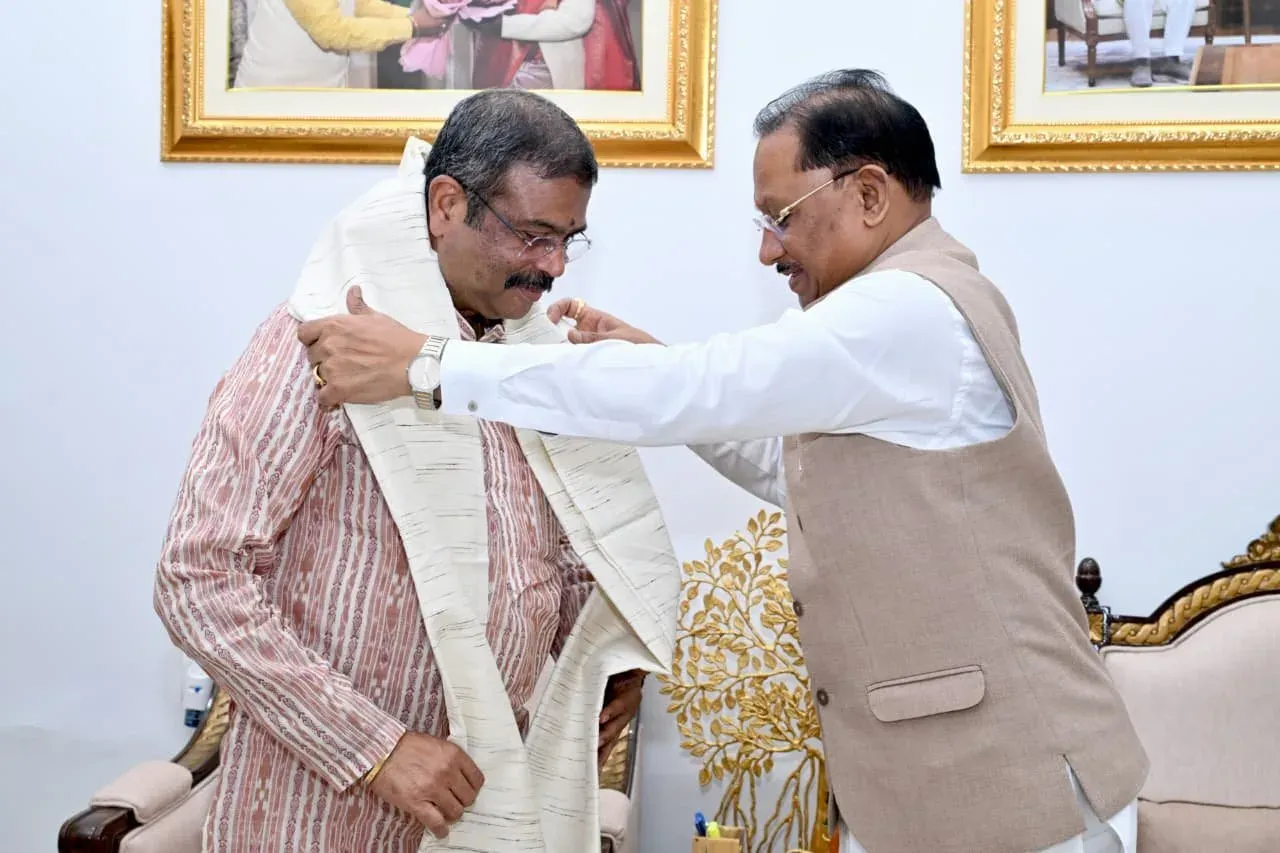 Dharmendra Pradhan meets CM Vishnu Deo Sai in Raipur