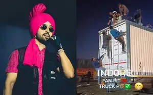 Diljit shares hilarious image of fans climbing on truck's roof to get
 a glimpse of concert