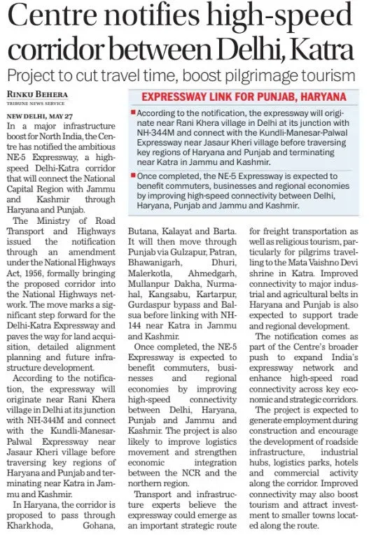 Dr. Jitendra Singh announces Katra-Delhi Express Road Corridor route notified