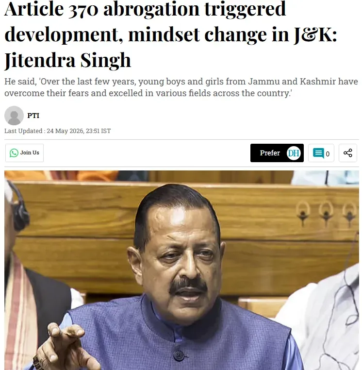 Dr. Jitendra Singh: Art. 370 abrogation changed J&K mindset