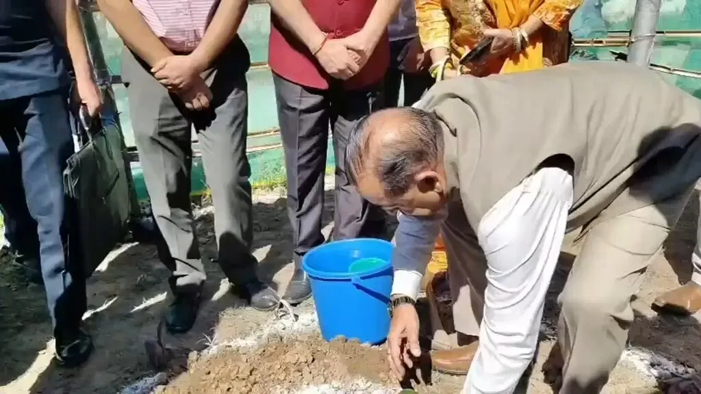 Dr. Jitendra Singh plants sapling in mother's name at Udhampur Anganwadi