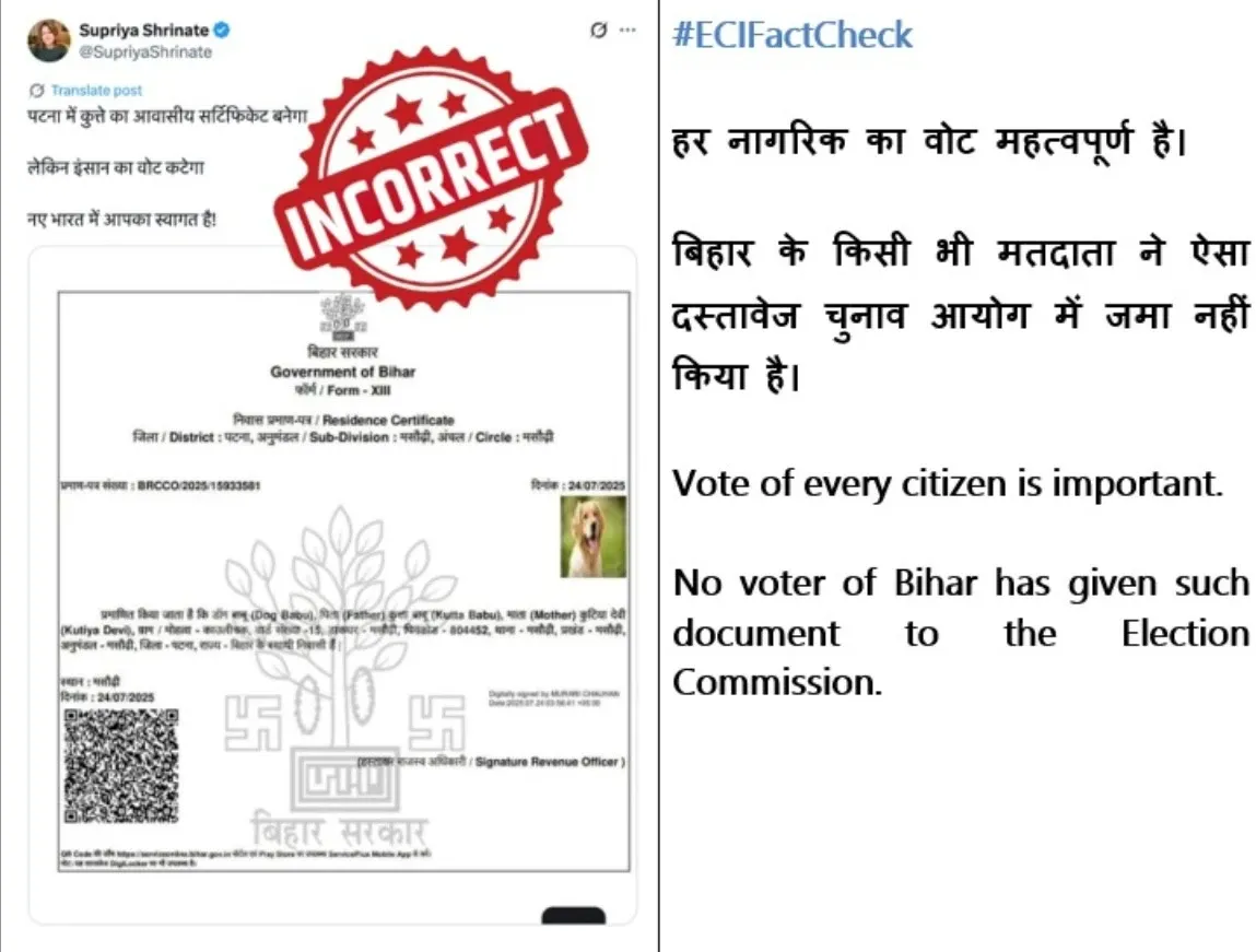 Did the ECI Really Issue a Voter Certificate to a Dog in Bihar?