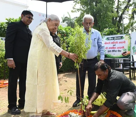 राज्यपाल आनंदीबेन पटेल ने लगाया सफेद चंदन का पौधा, 'एक पेड़ मां के नाम' अभियान को बताया जनआंदोलन