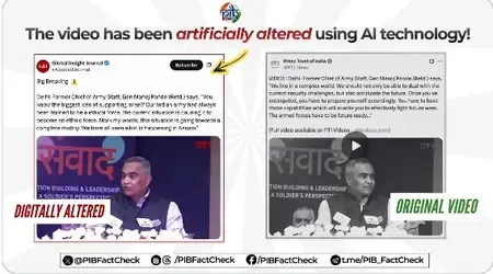 फैक्ट चेक: पाकिस्तानी अकाउंट ने एआई की मदद से भारतीय सेना के पूर्व आर्मी चीफ के बयान को बदला