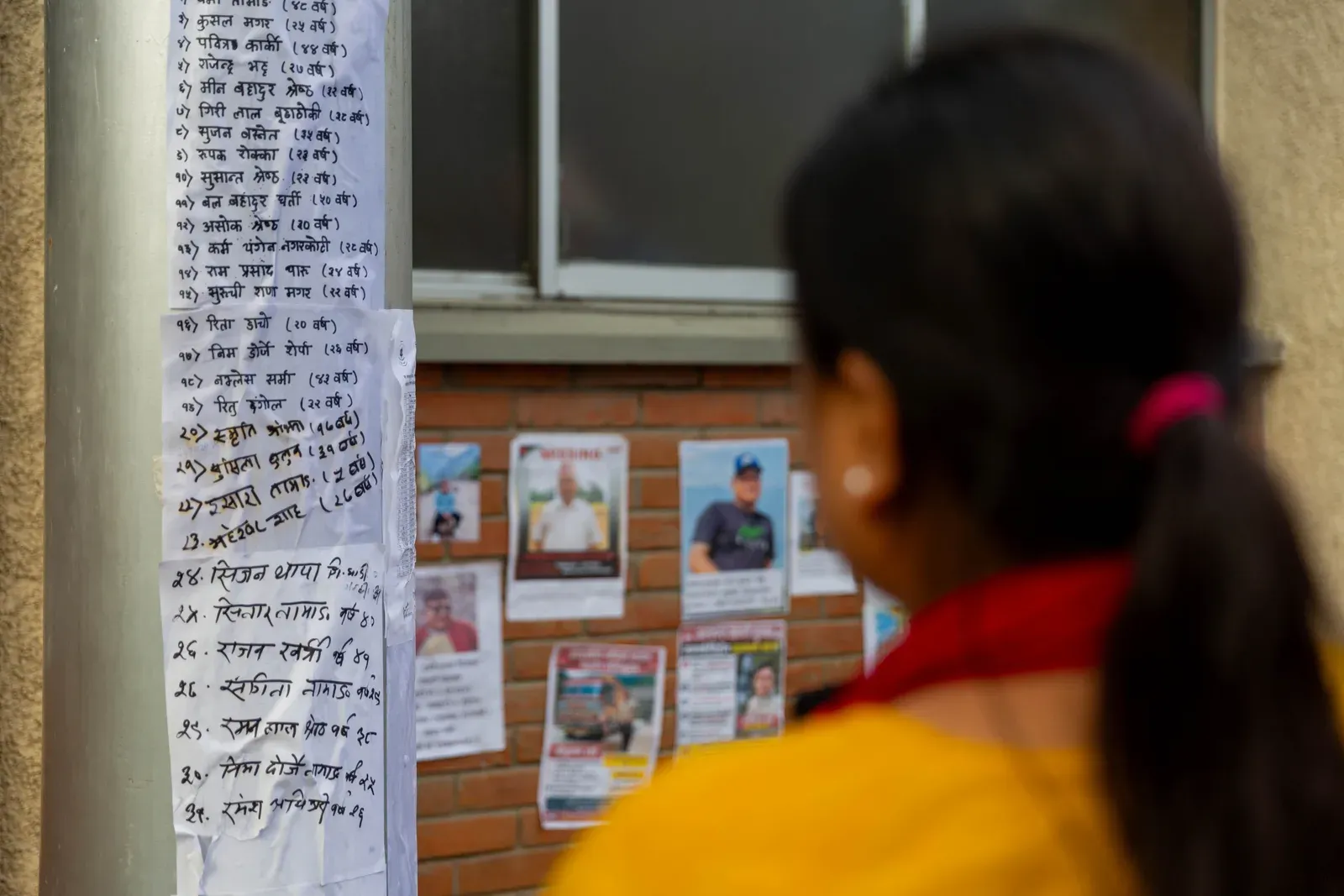 Nepal floods: Families post missing-person notices outside Kathmandu hospital