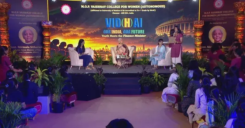 FM Sitharaman Engages Students from 20 Colleges at Chennai's MOP Vaishnav
