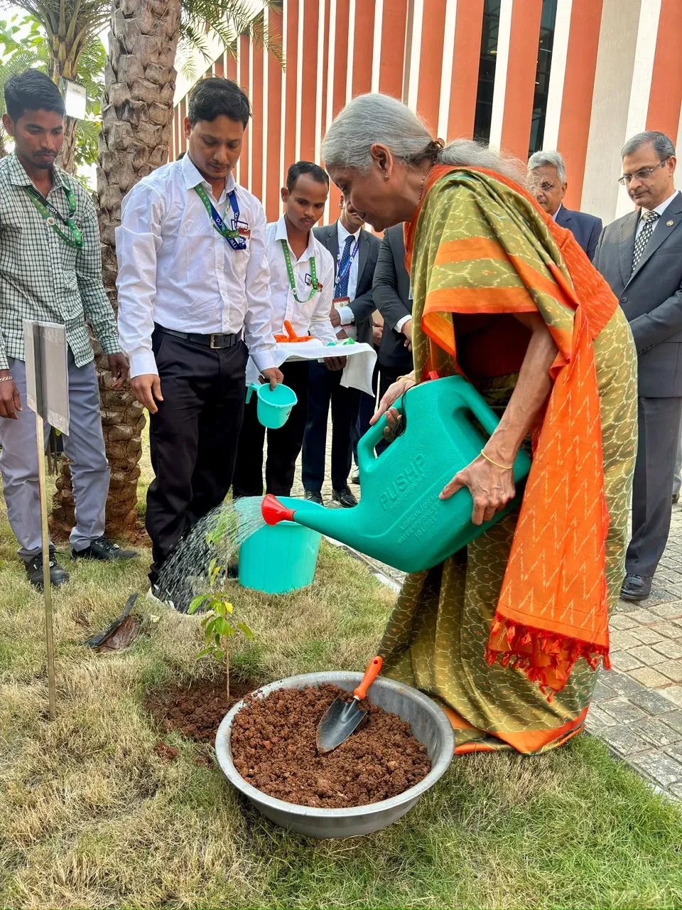 FM Sitharaman Plants Sapling at RBI's Khordha Data Centre