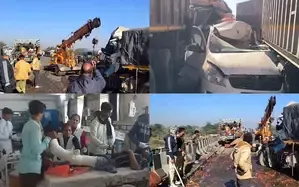 Fog-Related Incident: Multiple Vehicles Collide in Bhilwara, Rajasthan, Causing Injuries