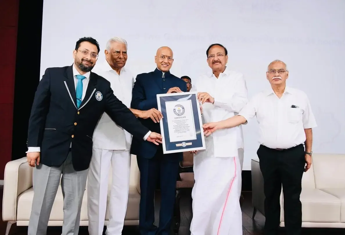 Former Vice President Venkaiah Naidu Honors Dr. Raghu Ram for Guinness World Record