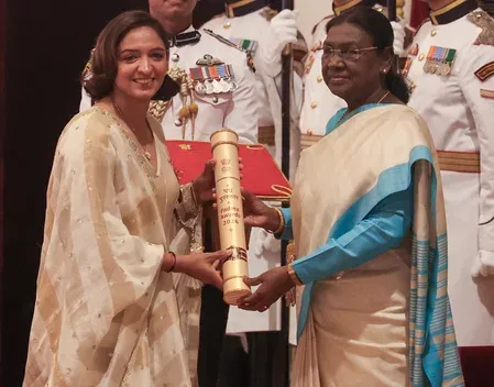 Harmanpreet Kaur receives Padma Shri, credits family and teammates