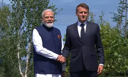 PM Modi at G7 Summit: Macron's warm welcome in Evian on India's 13th appearance