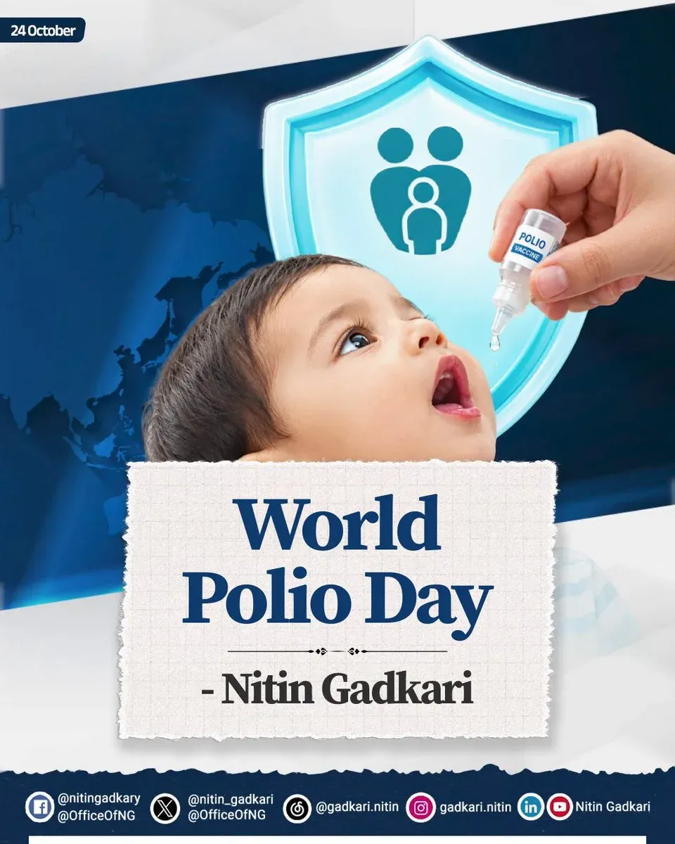 Gadkari marks World Polio Day, urges timely vaccination