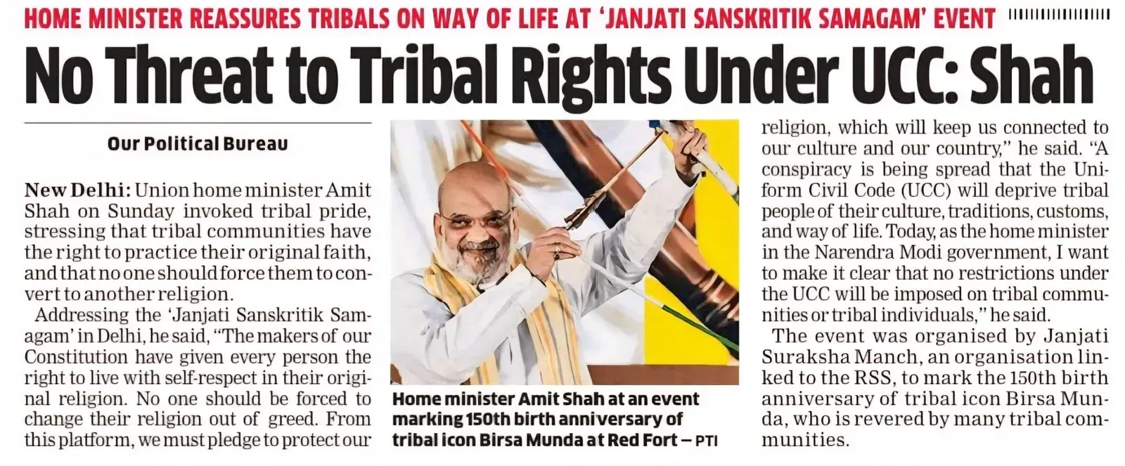 Giriraj Singh backs Amit Shah's UCC tribal assurance