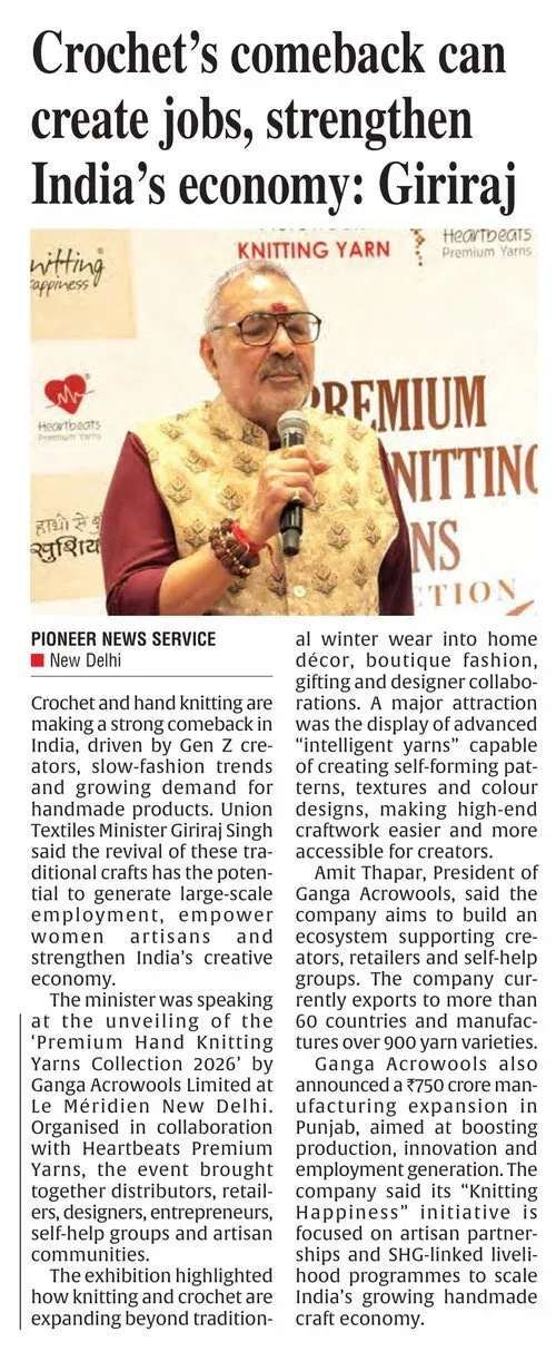 Giriraj Singh flags crochet and hand knitting as jobs, green growth lever
