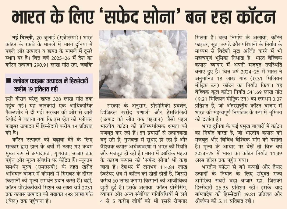 Giriraj Singh Flags India's Cotton Sector as Global Force