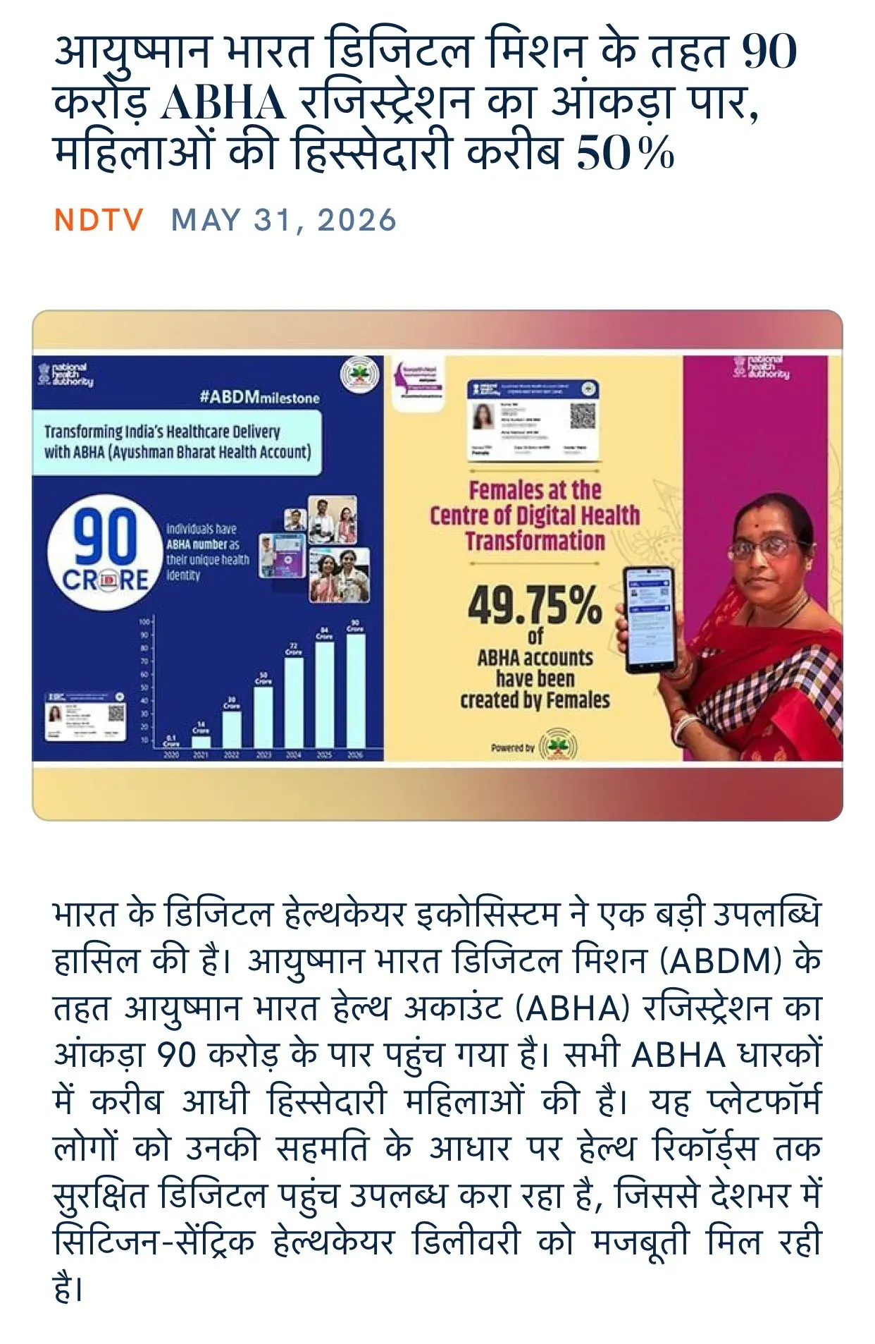 Giriraj Singh Hails 90 Crore ABHA Registrations Under ABDM