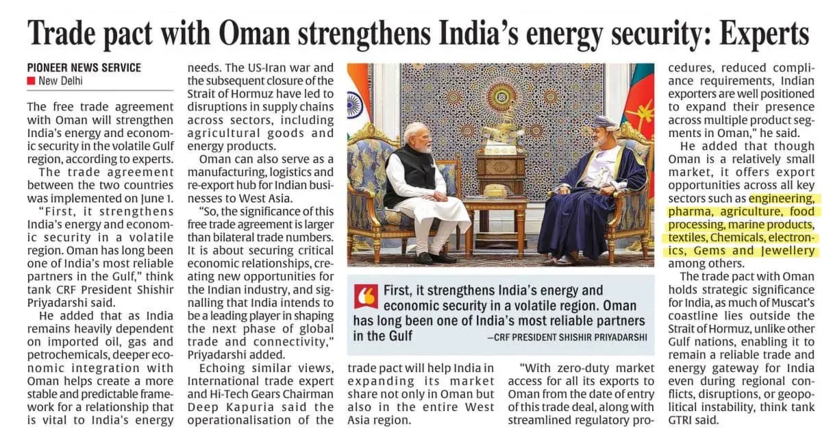 Giriraj Singh hails India-Oman FTA as Modi govt 'masterstroke'