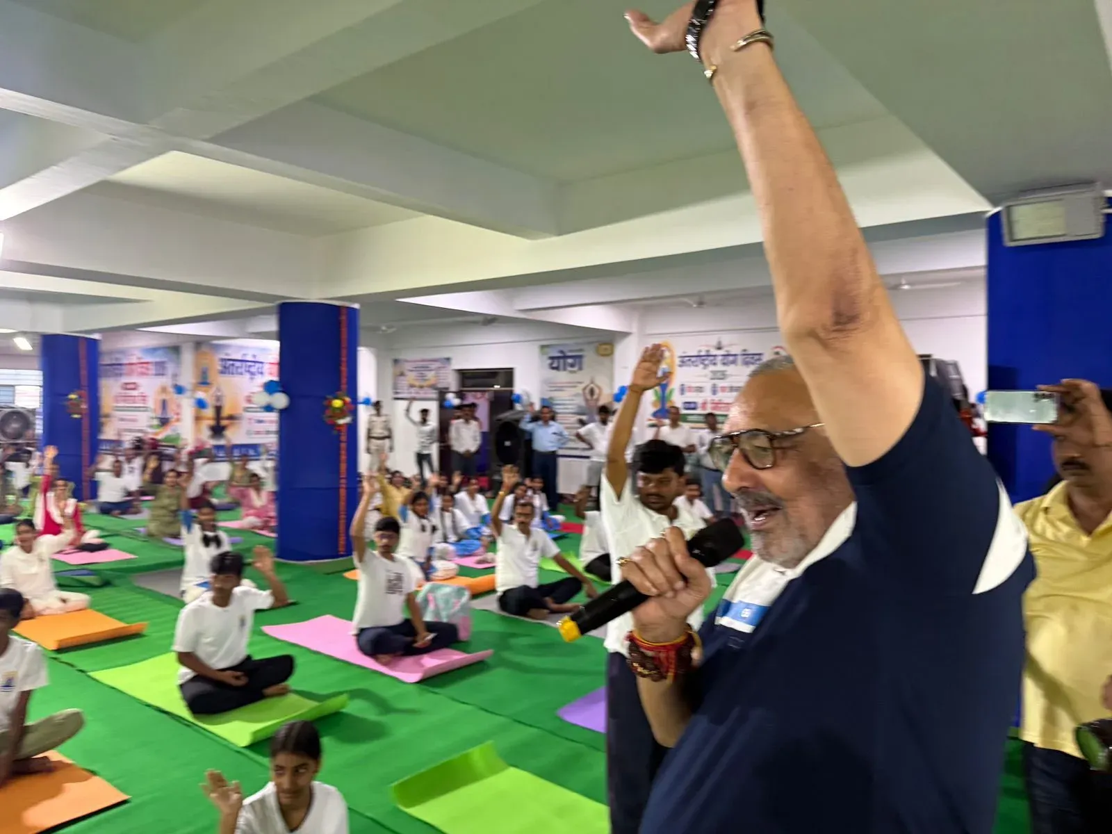 Giriraj Singh joins mass yoga session in Muzaffarpur on Yoga Day