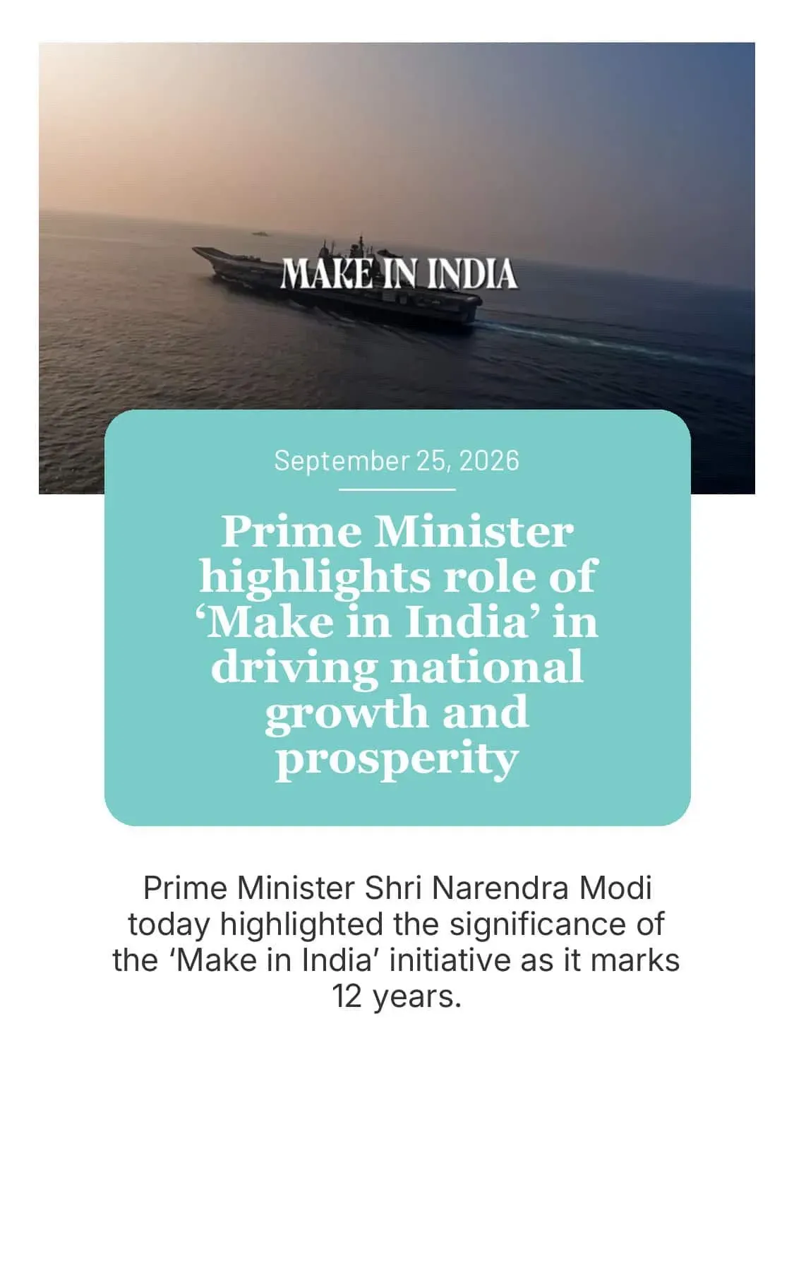 Giriraj Singh marks Make in India's 12th year with PM Modi's note