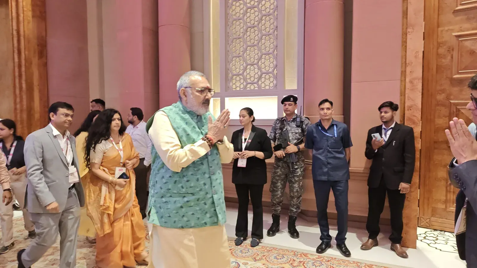 Giriraj Singh Meets CM Mohan Yadav at Bharat Tex 2026