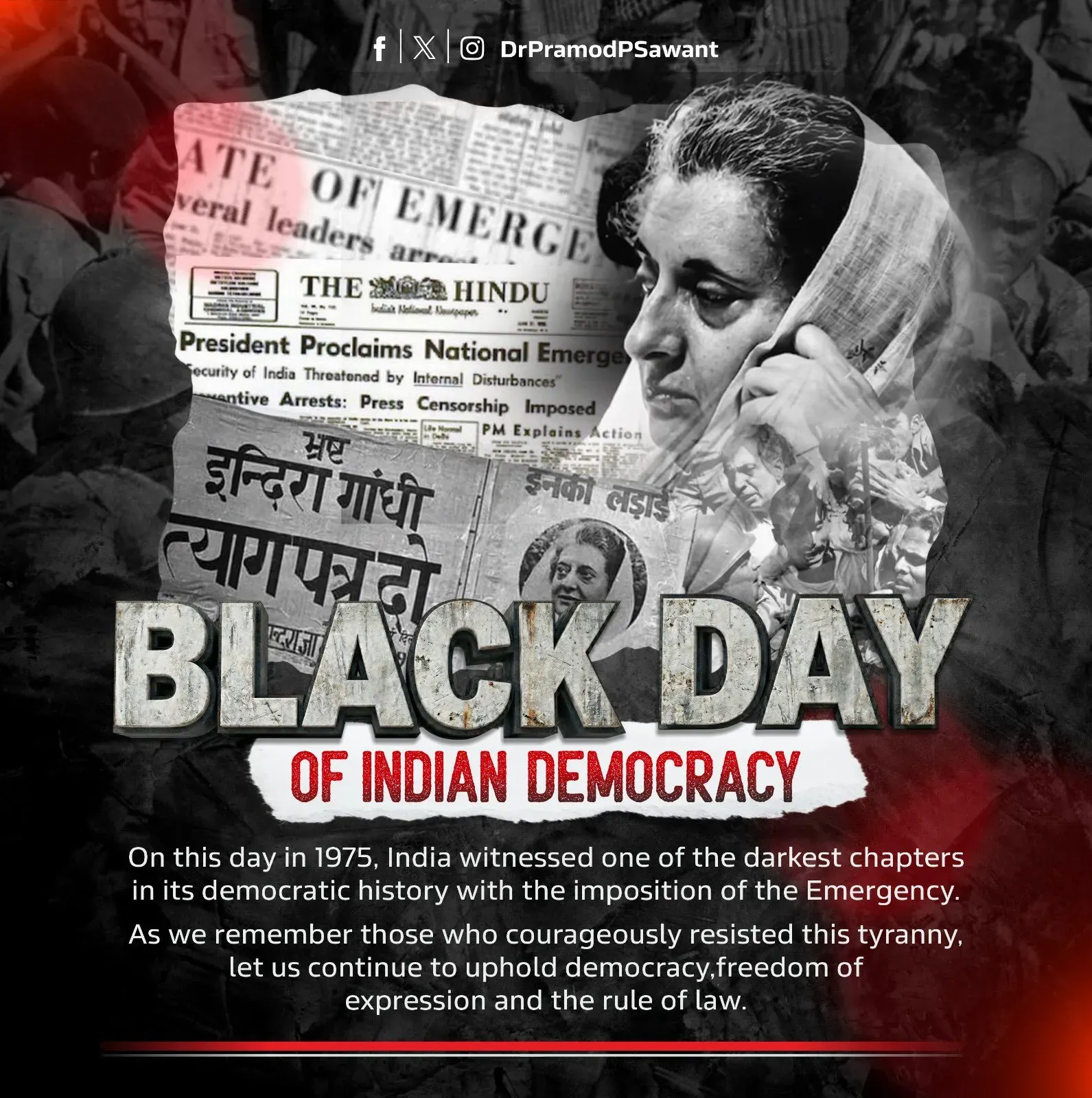 Goa CM Sawant Marks Emergency 'Black Day', Warns on Democracy