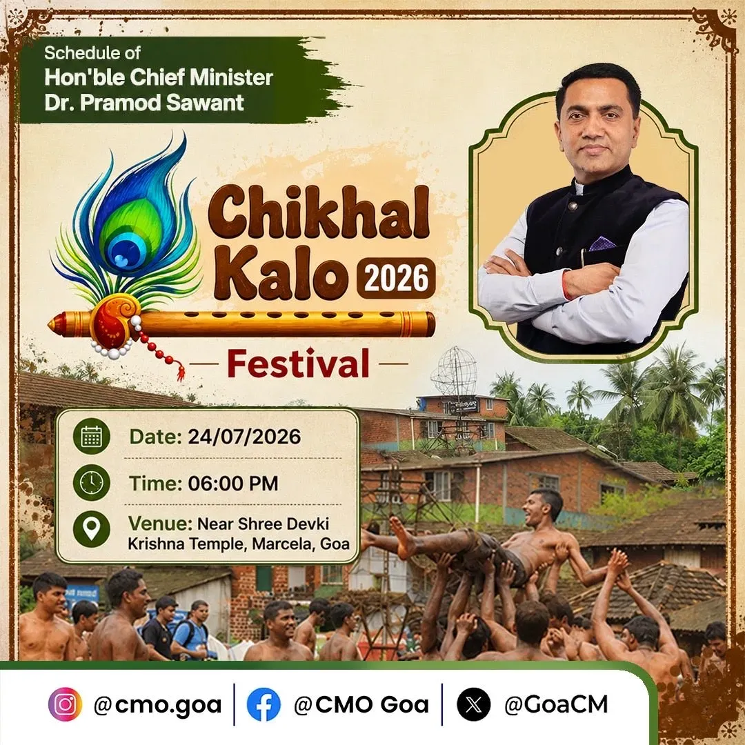 Goa CM Sawant to Attend Chikhal Kalo Festival at Marcela