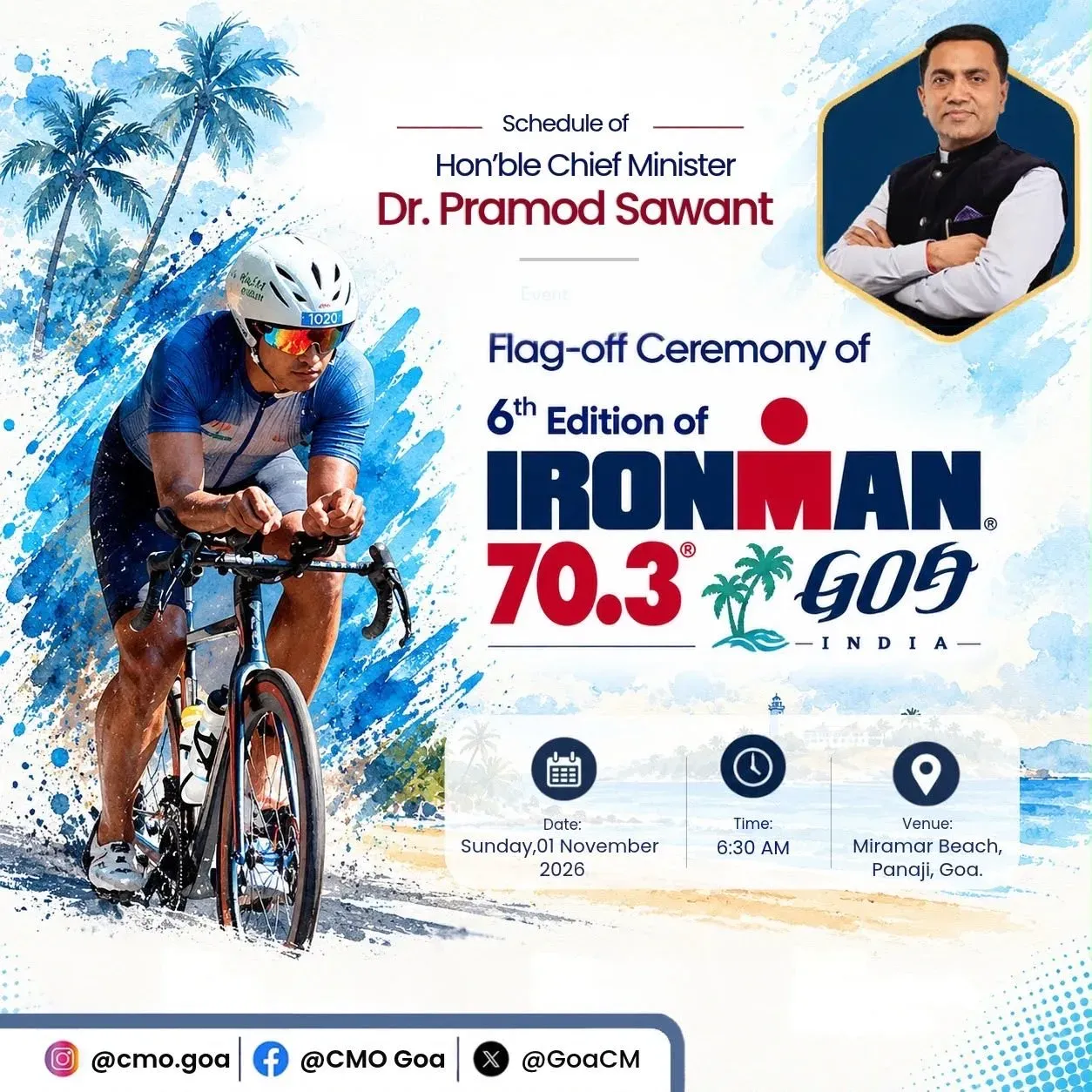 Goa CM Sawant to Flag Off IRONMAN 70.3 at Miramar Beach