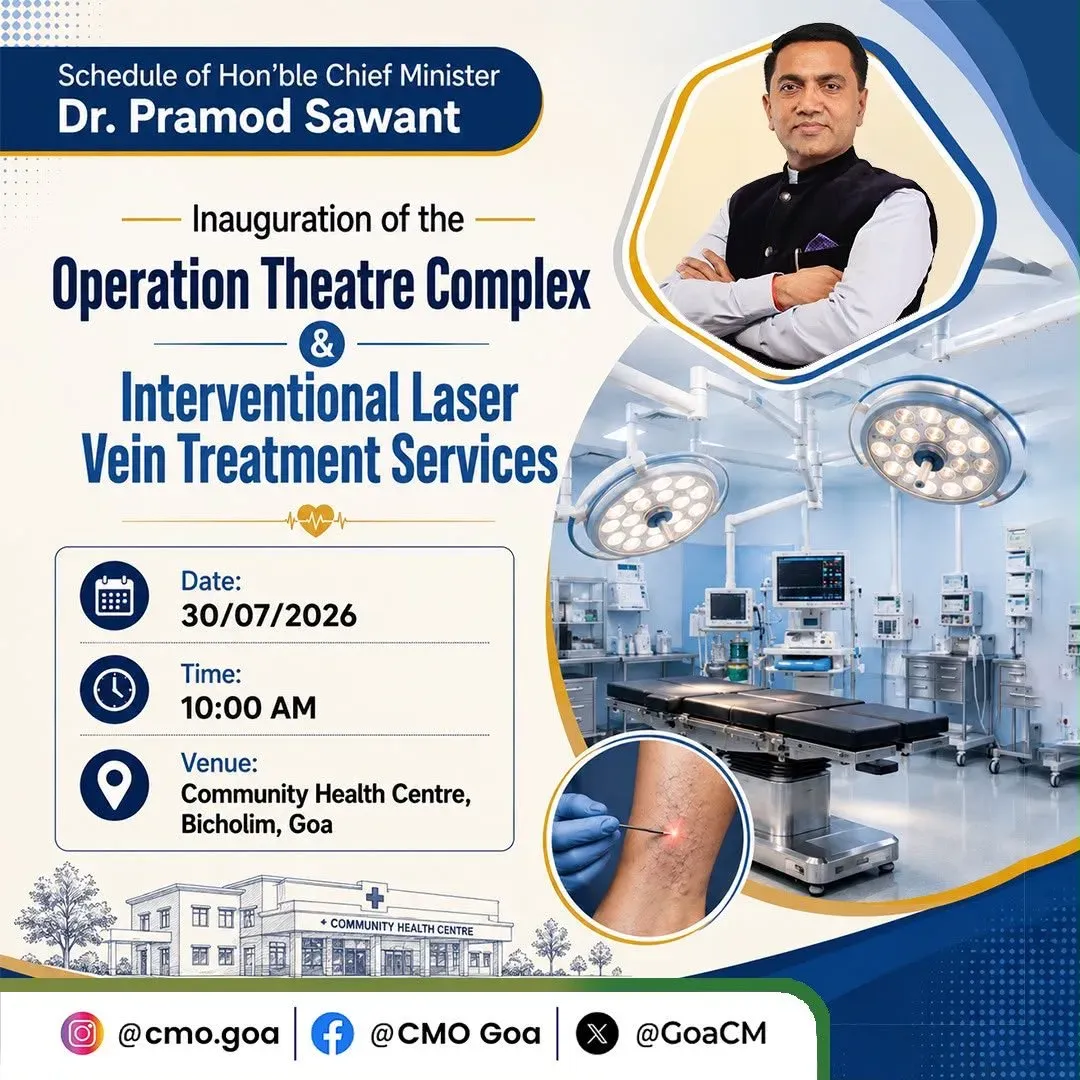 Goa CM Sawant to Inaugurate OT Complex at Bicholim CHC